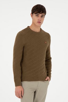 پلیور خاکی مردانه ساده U.S. Polo Assn. - کد 885039295