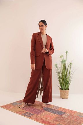 کت بلیزر قهوه ای زنانه پارچه Genel Markalar - کد 708209409