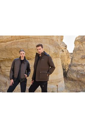 پالتو پشمی اسپرت خاکی مردانه رگولار Archercamp - کد 885952460