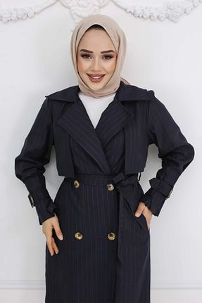 ترنچکت حجاب سرمه ای زنانه پلی استر benguen - کد 885111099