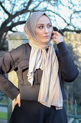 شال بژ زنانه پنبه پلی استر SAYRA - کد 847011098