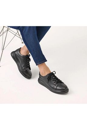 کفش اسنیکر مشکی مردانه چرم اصل ADİMO - کد 884921806