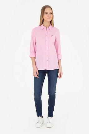 پیراهن صورتی زنانه رگولار U.S. Polo Assn. - کد 885139873