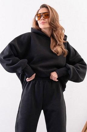 سوئیشرت مشکی زنانه ساده YAKAMEL - کد 885180165
