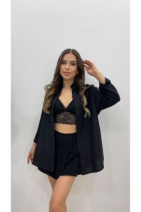 پیراهن مشکی زنانه اورسایز MODA - کد 885182501