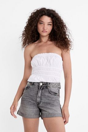 شلوارک و برمودا مشکی زنانه فاق بلند Stradivarius - کد 822516382