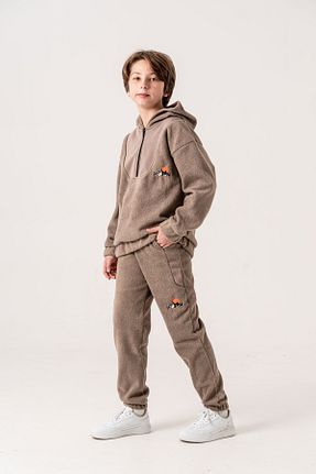 ست بالاتنه و پائین تنه قهوه ای بچه گانه بافت Mışıl Kids - کد 885199640