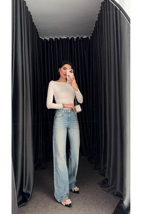 شلوار جین رنگی زنانه پاچه گشاد HAZELANNA - کد 885194692