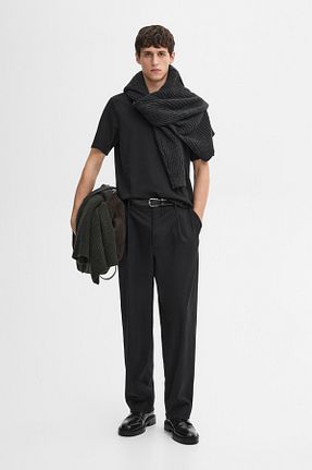 تیشرت مشکی زنانه یقه دوچرخه Massimo Dutti - کد 782868980
