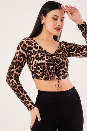 بلوز قهوه ای زنانه پلنگی Hipo Trend - کد 885205957