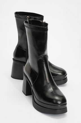 بوت / نیم بوت مشکی زنانه چرم مصنوعی luvishoes - کد 885207835