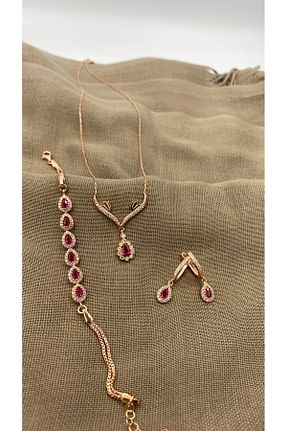 ست نقره قرمز زنانه زیرکن SURA SILVER - کد 885216221