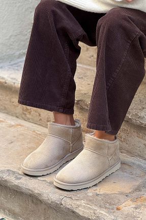بوت / نیم بوت بژ زنانه پشمی NİŞANTAŞI SHOES - کد 773593620