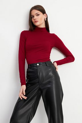 بلوز زرشکی زنانه ساده Bipantolon - کد 870016587