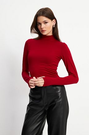 بادی زرشکی زنانه یقه نیم ماهیگیر Yefrastore - کد 791194775