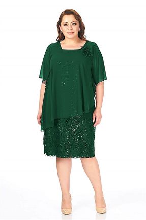 لباس مجلسی سایز بزرگ سبز زنانه یقه مربعی 1fazlası - کد 393757801
