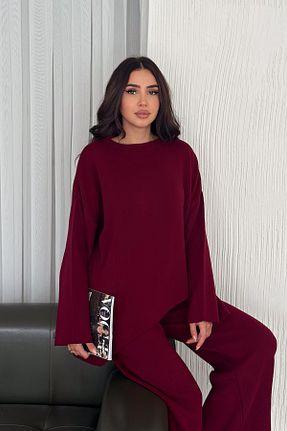 ست بالاتنه و پائین تنه زرشکی زنانه تریکو FEMELLE - کد 885445859