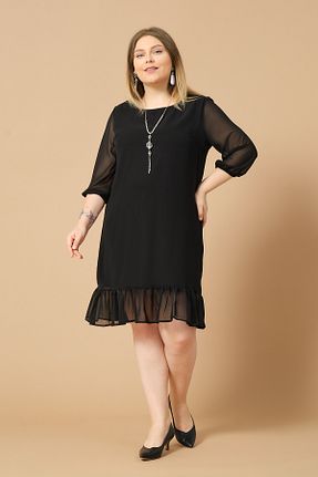 لباس سایز بزرگ مشکی زنانه شیفون Shahiqa - کد 885456965