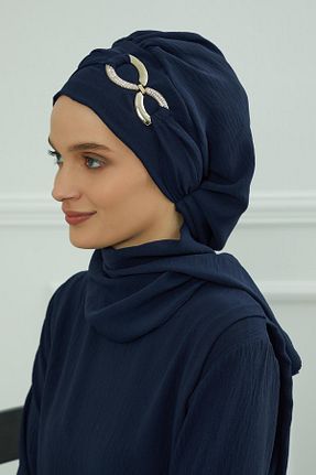 شال سرمه ای زنانه پنبه پلی استر Aisha