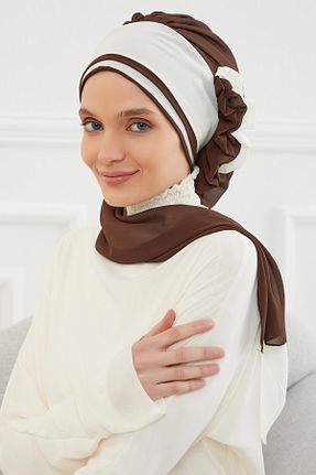 شال قهوه ای زنانه شیفون Aisha