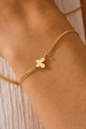 دستبند طلا زرد زنانه 14 عیار MOOM MÜCEVHERAT - کد 885487953