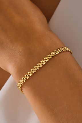 دستبند طلا زرد زنانه 14 عیار MOOM MÜCEVHERAT - کد 885487997
