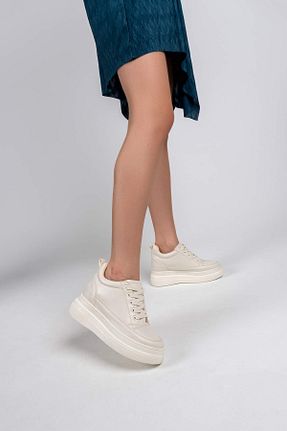 کفش اسنیکر بژ زنانه بند دار TUUBA SHOES - کد 885509596