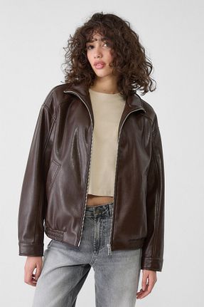 کت قهوه ای زنانه اورسایز Stradivarius - کد 885511251