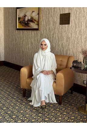 ست بالاتنه و پائین تنه حجاب سفید زنانه سایز بزرگ BURİSLA - کد 814795216