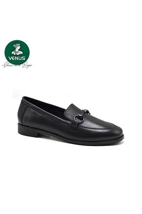 کفش لوفر مشکی زنانه چرم خالص Venüs - کد 885548790