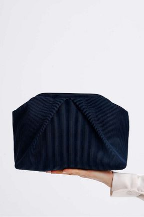 کیف پورتفوی و کلاچ سرمه ای زنانه پارچه ای HEYBE