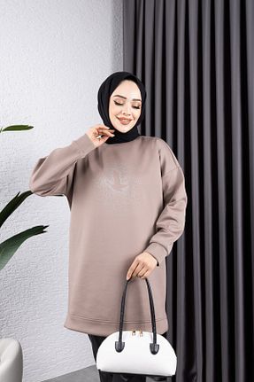 تونیک حجاب بژ زنانه رگولار MODA - کد 885655721