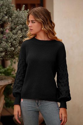 پلیور مشکی زنانه Saç Örgü AQE FASHION - کد 885664177