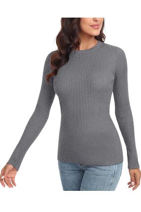 پلیور طوسی زنانه ساده youknitwear you - کد 885676187