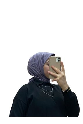 روسری بنفش کرپ ساتن ابریشم LOSYANA - کد 885677833