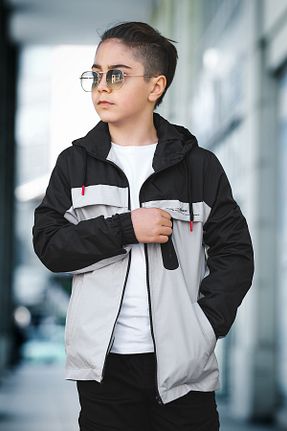 بادگیر و بارانی طوسی بچه گانه مخلوط پلی استر Zaziko Kids - کد 823116830