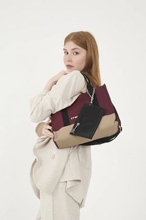 کیف دستی زرشکی زنانه چرم مصنوعی CRESSBERRY - کد 885683911