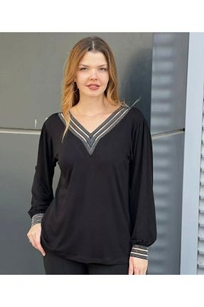 بلوز مشکی زنانه یقه هفت Trendyincity - کد 885696183