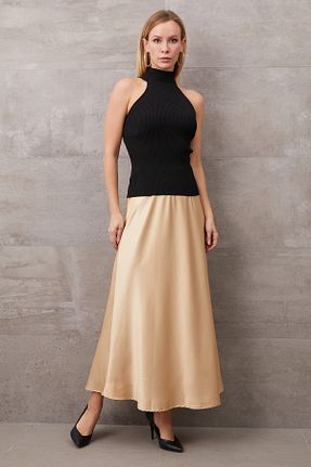 دامن طلائی زنانه ساتن DPARİS - کد 885731742