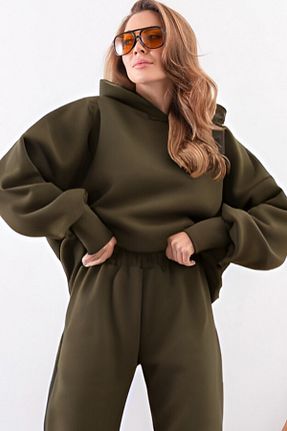سوئیشرت خاکی زنانه ساده CMZ COLLECTİON - کد 885740983