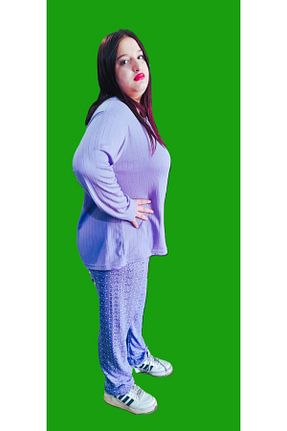 ست لباس راحتی سایز بزرگ بنفش زنانه گلدار Glisa - کد 885743893