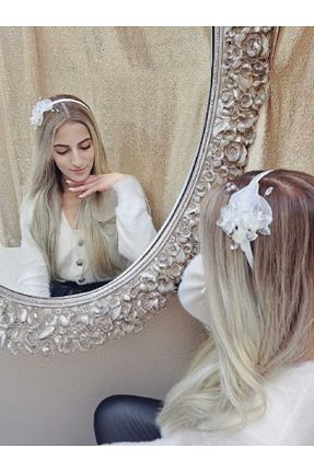 تاج سفید زنانه مروارید ZÜLEYHA NUR - کد 885748762