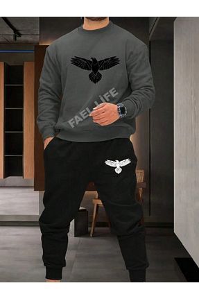 ست بالاتنه و پائین تنه طوسی مردانه بافتنی FAEL LİFE - کد 885752175