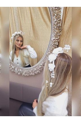 تاج سفید زنانه مروارید ZÜLEYHA NUR - کد 885751261