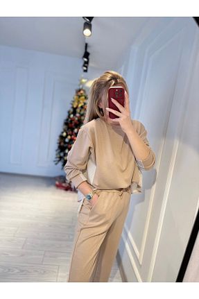 ست بالاتنه و پائین تنه نباتی زنانه بافتنی Store - کد 885775223