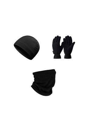 ست شال گردن و کلاه پشمی و دستکش مشکی مردانه gözet - کد 885867531