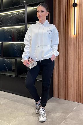 ست گرمکن سفید زنانه پاچه تنگ GÜLSELİ - کد 885890033