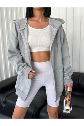 سوئیشرت طوسی زنانه ساده HAREKAFULCOLLECTION - کد 783769902