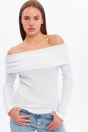 بلوز سفید زنانه ساده NUDEQUEEN - کد 885896389