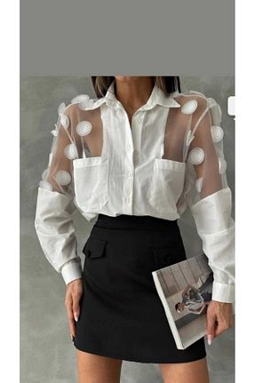پیراهن سفید زنانه گشاد NÜANS MODA - کد 885916426